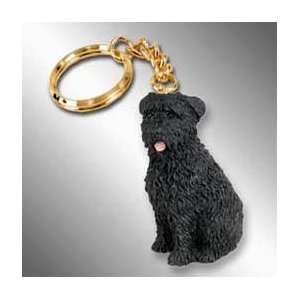 Bouvier Des Flandres Dog Keychain   Uncropped Ears 