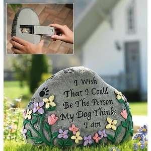 Memorial Tribute Beloved Dog Pet Rock Hide a Key Yard Decor  