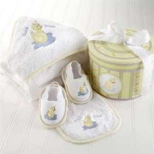 Dilly the Duck Four Piece Bath Time Gift Set in Decorative Hat Box