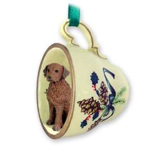   Bay Retriever Green Holiday Tea Cup Dog Ornament