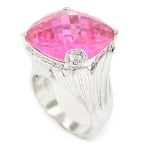  Square Flower Sweet Ring w/Pink Sapphire CZ Size 5 