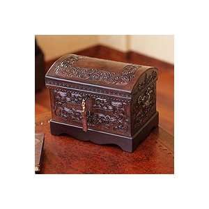   wood and leather jewelry box, Colonial Mystique