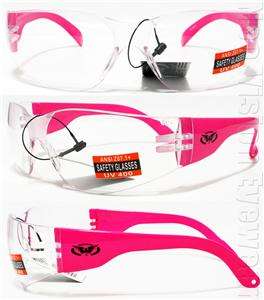   Neon Hi Viz Hot Pink Clear Lens Safety Glasses Sunglasses Womens Z87.1