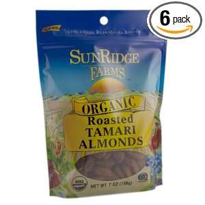 Sunridge Farms Organic Tamari Roasted Almonds, 7 Ounce Bags (Pack of 6 