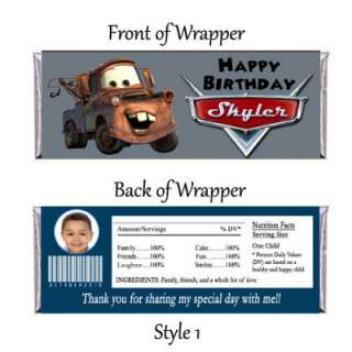 Disney Cars Personalized Candy Bar Wrapper Digital File  