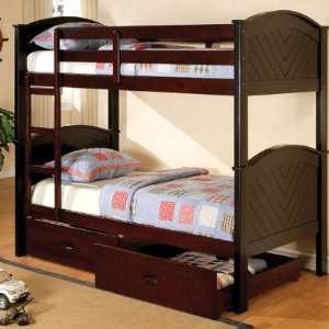  Hester Twin/Twin Bunk Bed in Cherry and Black
