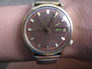 Bulova Accutron Solid 14k Y. Gold Mens Watch 33mm 2182  
