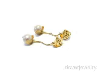 Estate 14K Gold South Sea Pearl Long Drop Earrings NR  