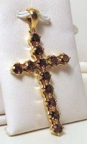 Andalusite Gemstones 3mm each 14K Yellow Gold Cross Pendant  