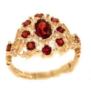  Unusual Solid Rose Gold Natural Garnet Ring with English Hallmarks 