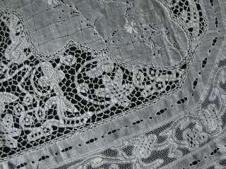 48 ANTIQUE TABLECLOTH HANDMADE LACE & WHITEWORK EMBROIDERY POINT de 
