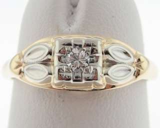 Vintage Estate Genuine Diamond Solid 14k Gold Ring  