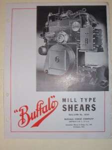 Vtg Buffalo Forge Co Catalog~Mill Type Shears~Machine  