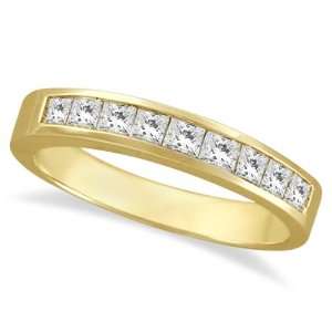  Princess Cut Channel Set Diamond Ring Band 14k Yellow Gold 
