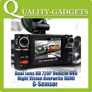 HD DV Dual Camera Lens Car Vehicle DVR Cam Dash Video Recorder + 16 IR 