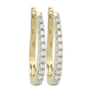  14K Yellow Gold 1/2 ct. Diamond Hoop Earrings Katarina Jewelry