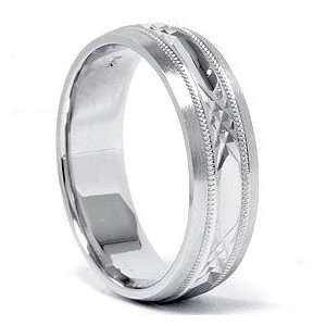 Mens Swiss Cut Diamond Facet Solid 10K White Gold Wedding Ring Band 7 