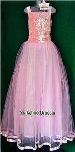 Girls Pink Tulle GLINDA Princess Pageant Bridesmaid Fairy Party Dress 