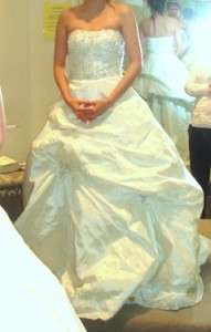 STEPHEN YEARICK WHITE BEADED WEDDING BRIDAL BALL GOWN DRESS 2 / 4 