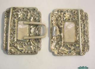   Chinese Export Silver 2 Parts Belt Buckle by Wang Hing China Ca1900
