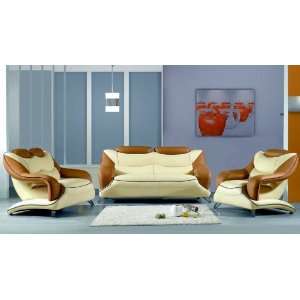  3pc Contemporary Modern Leather Sofa Set, V 8166 S2