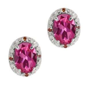 75 Ct Oval Pink Tourmaline and Cognac Red Diamond Argentium Silver 