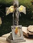 Solar Lighted Angel Memorial Garden Stone With Lighted Picture Frame 