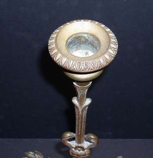 Antique Bronze And Marble Candle Holder Candlestick  