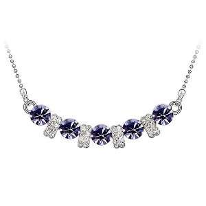  Plated 5 Amethyst Swarovski Crystal Elegant Pendant Necklace, High 