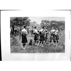  1890 Fine Art Highland Pipers Bagpipes Hyde Park London 