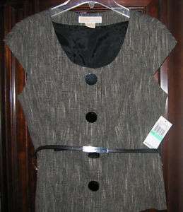 129 NWT Womens MICHAEL KORS Black/Gray Linen Vest 10  