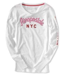 NWT Womens Aeropostale Aero White Long Sleeve Top New T Shirt NYC 