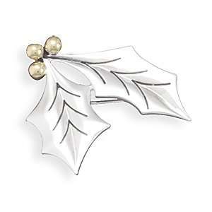  Two Tone Holly Leaves Fashion Pin/Pendant Jewelry