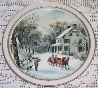 Currier & Ives American Homestead Winter Metal Tray  