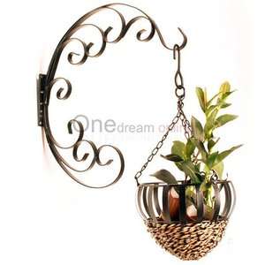 Hanging Basket Metal Wrought Iron Flower Plant Stand Holder Rack New 