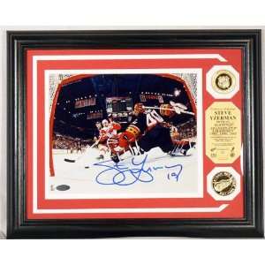 Steve Yzerman Autographed Photomint with 2 Gold Coins  