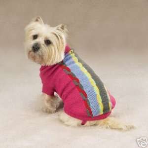  Zack&Zoey Multi Colored Cable Dog Sweater PINK LARGE 