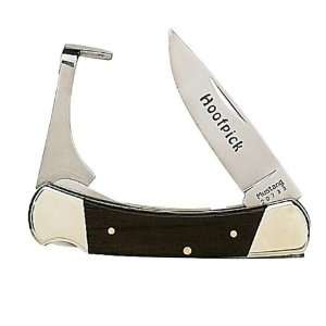  Hoof Pick Knife, Wood Handle, Leather Sheath Sports 