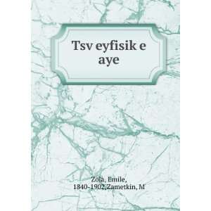  TsvÌ£eyfisikÌ£e aye Emile, 1840 1902,Zametkin, M Zola Books