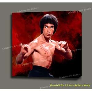BRUCE LEE ORIGINAL MIXED MEDIA PAINTING ON CANVAS W GALLERY WRAP STYLE 
