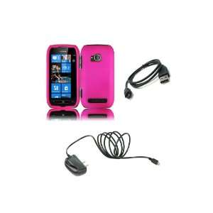  Combo Pack   Hot Pink Hard Shield Case Cover + Wall Charger + Micro 