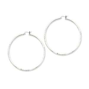   Diamond cut, Extra Large Silver Hoops   60mm (2 3/8) 