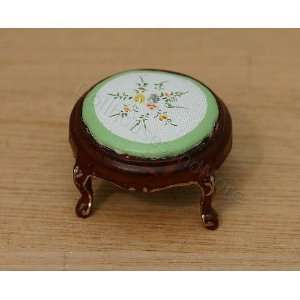  SALE Dollhouse Miniature Handpainted Walnut Footstool 