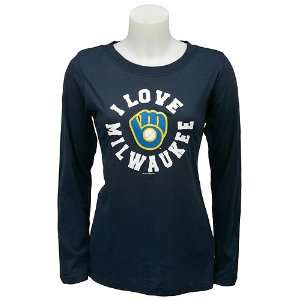  Milwaukee Brewers Womens Long Sleeve I Love Team T Shirt 
