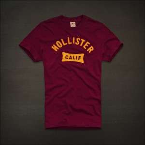 NWT HOLLISTER 2011 Premium Applique T shirt BURGUNDY Men S 2011 NEW 