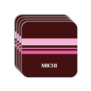 Personal Name Gift   MICHI Set of 4 Mini Mousepad Coasters (pink 