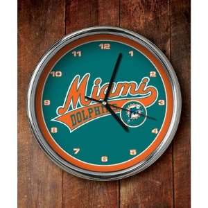  The Memory Company NFL MIA 823 Miami Dolphins Chrome Clock 
