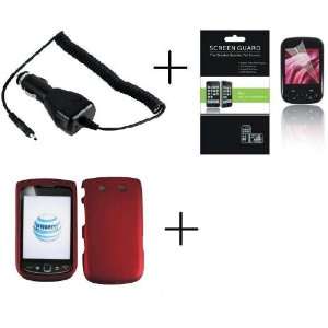 BLACKBERRY TORCH 9800 Red Rubberized Hard Protector Case + PREMIUM LCD 