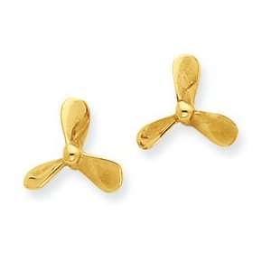   IceCarats Designer Jewelry Gift 14K Propeller Post Earrings Jewelry