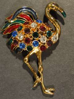 Fabulous Trifari Stone Set Stork Costume Brooch Pin  